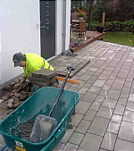 Läggning kullersten och betongmarksten vid privatvilla i Skanssundet