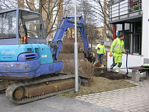 Urgrävning för justering av vinkelelement